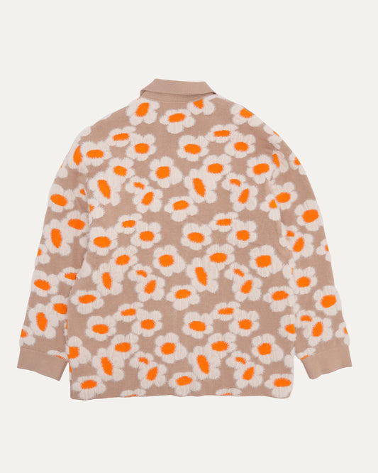 Flower Pattern Collared Cardigan
