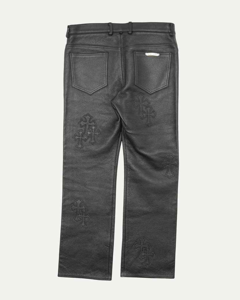 Cross Patch Leather Pants