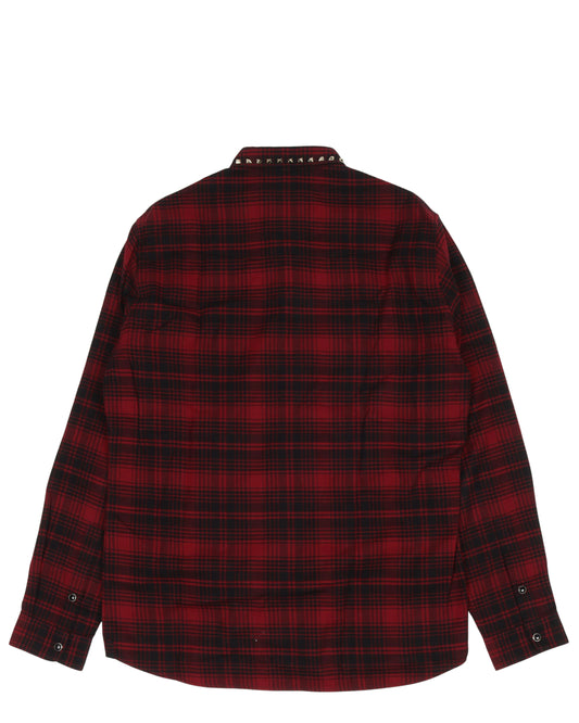 Plaid Studded Collar Shirt