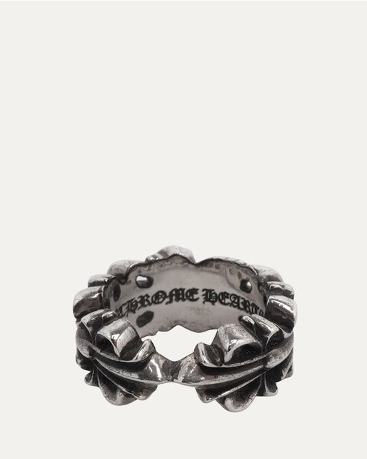 Heart Double Floral Cross Ring