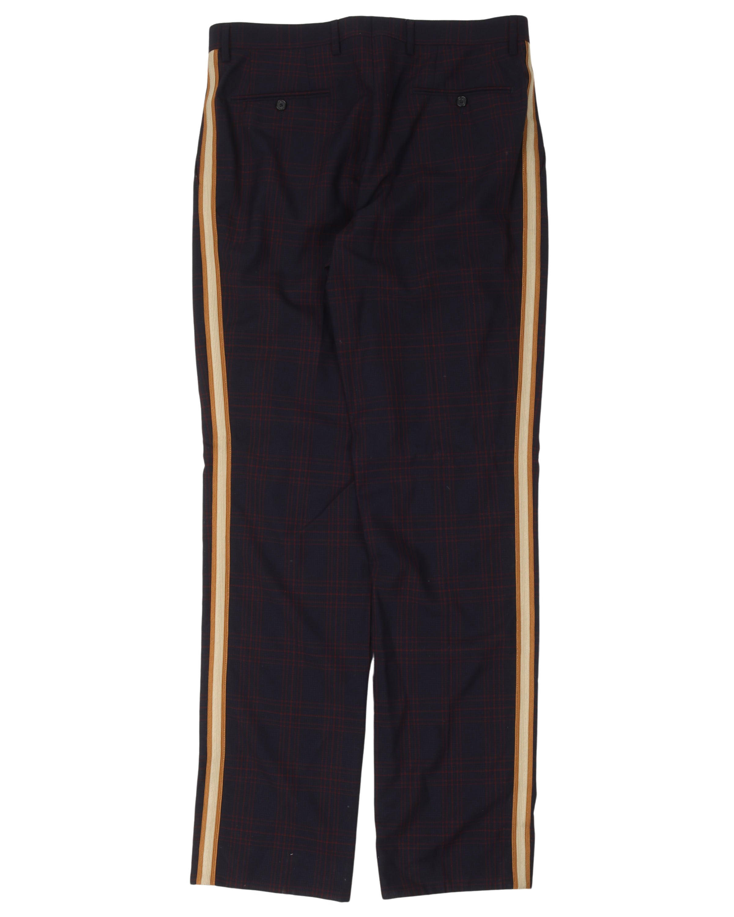 Plaid Pleated Side Stripe Pants