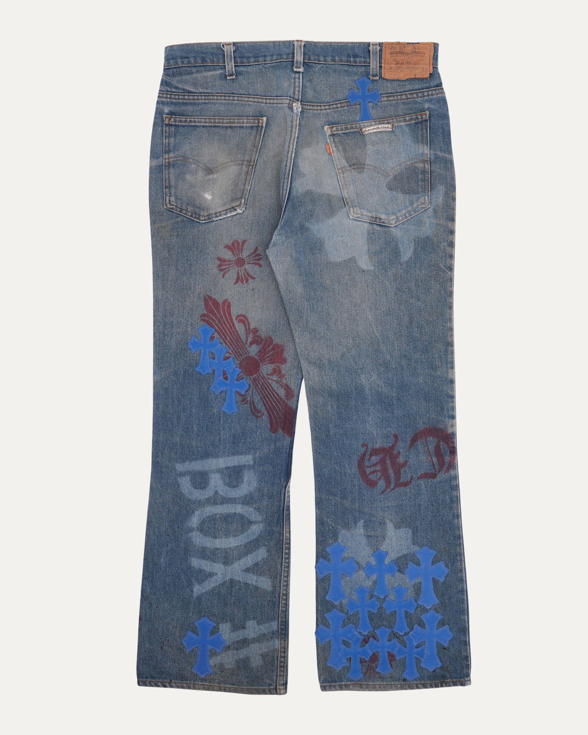 Levi's 517 Orange Tab Cross Patch Stencil Jeans
