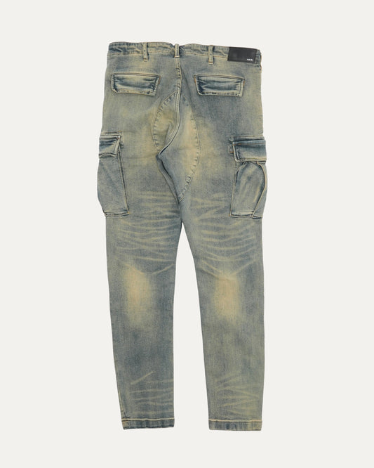 Leather Repair Cargo Jeans