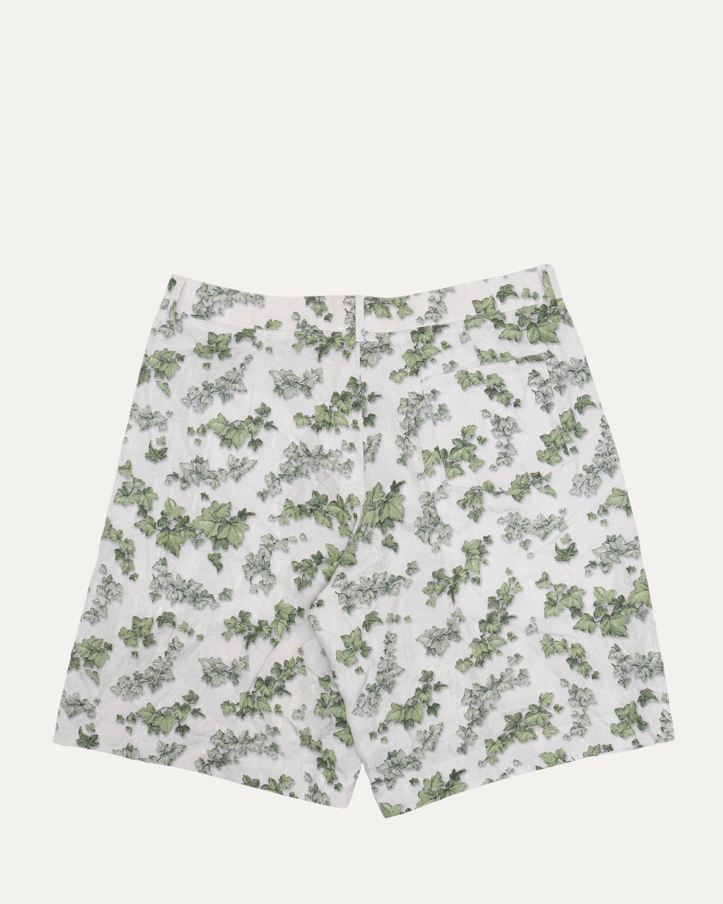 Oblique Leaf Print Silk Blend Shorts