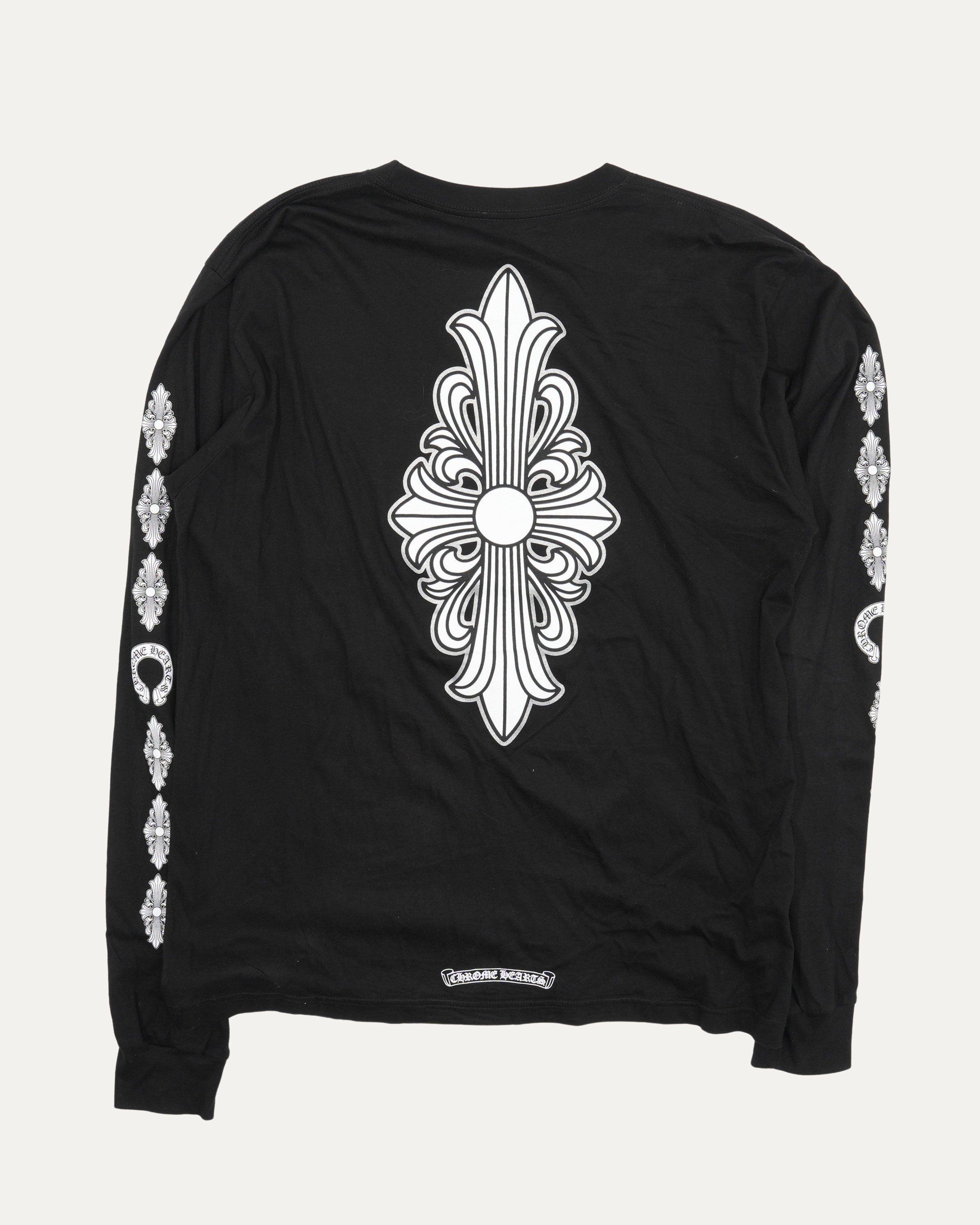 Floral Cross Long Sleeve Pocket T-Shirt