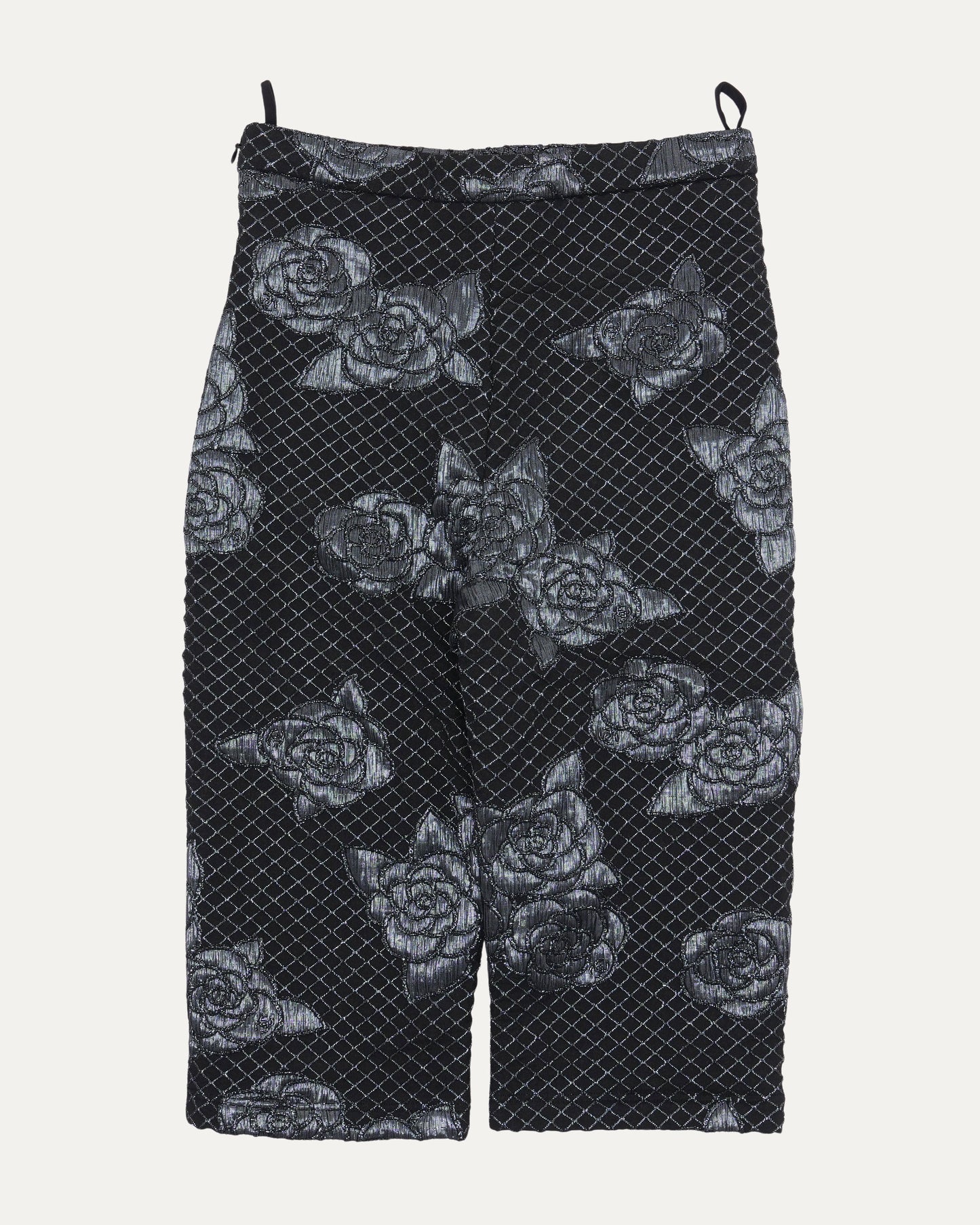 Quilted Camelia Embroidered Shorts
