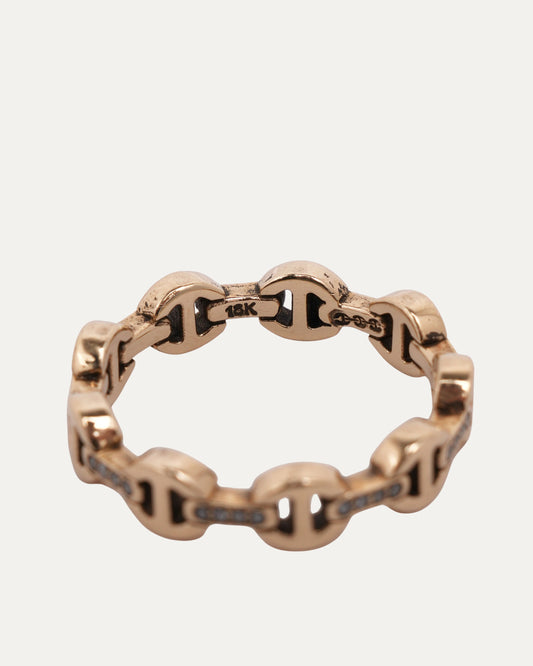 Gold Diamond Micro Dame Tri Link Ring