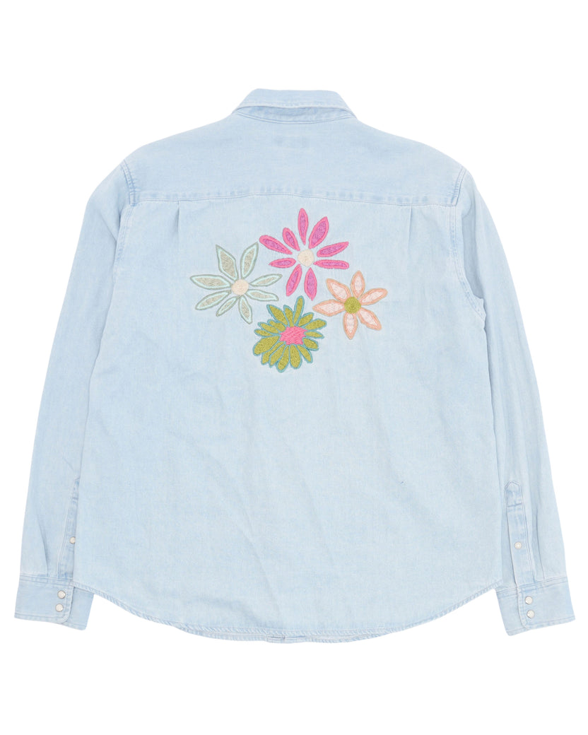 Flower Embroidered Shirt