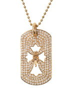 22k Gold & Diamond Cross Dog Tag Pendant w/ Chain