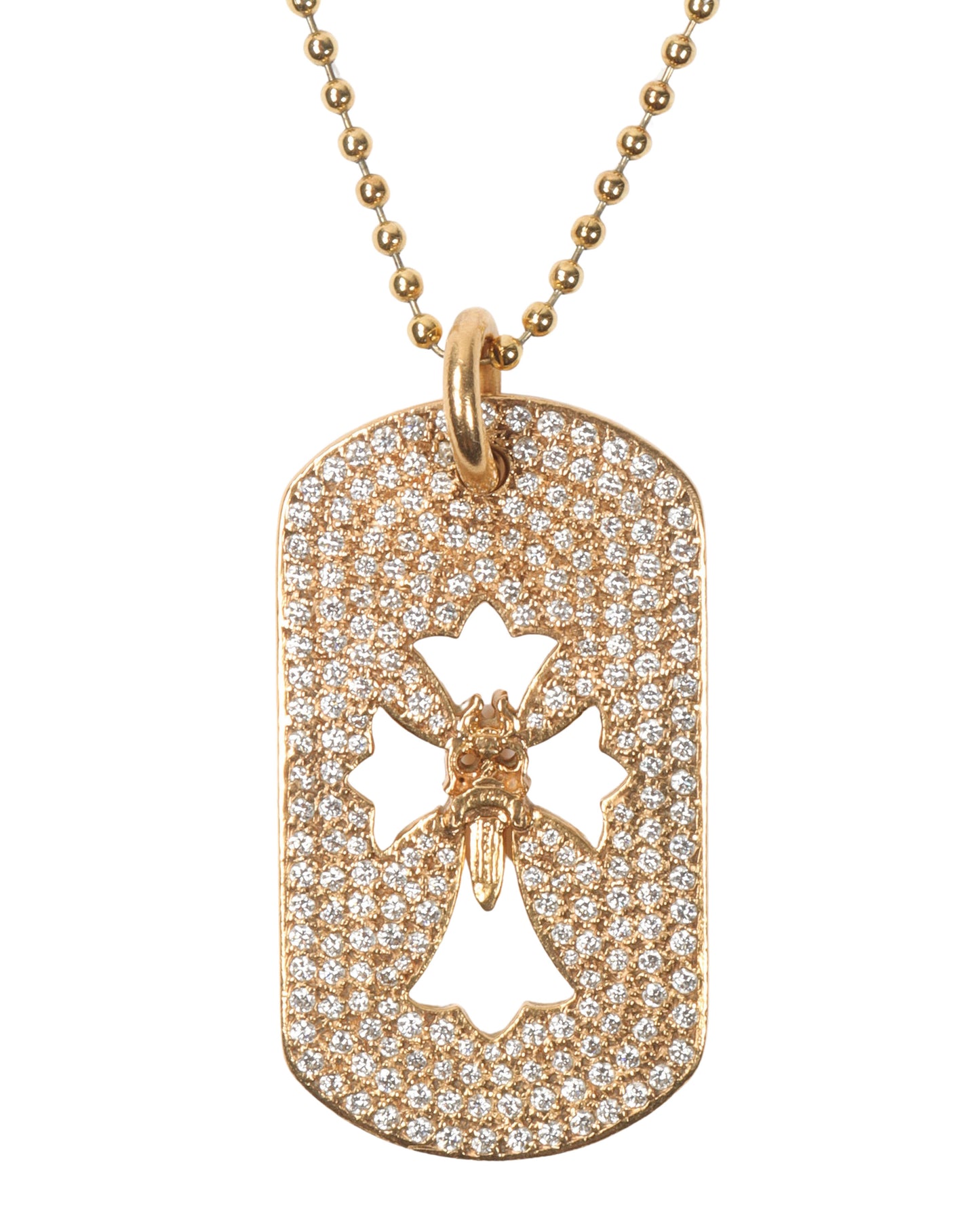 22k Gold & Diamond Cross Dog Tag Pendant w/ Chain
