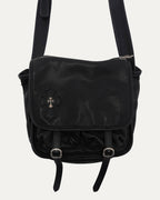 Silver Embellished Cross Patch Messenger Bag