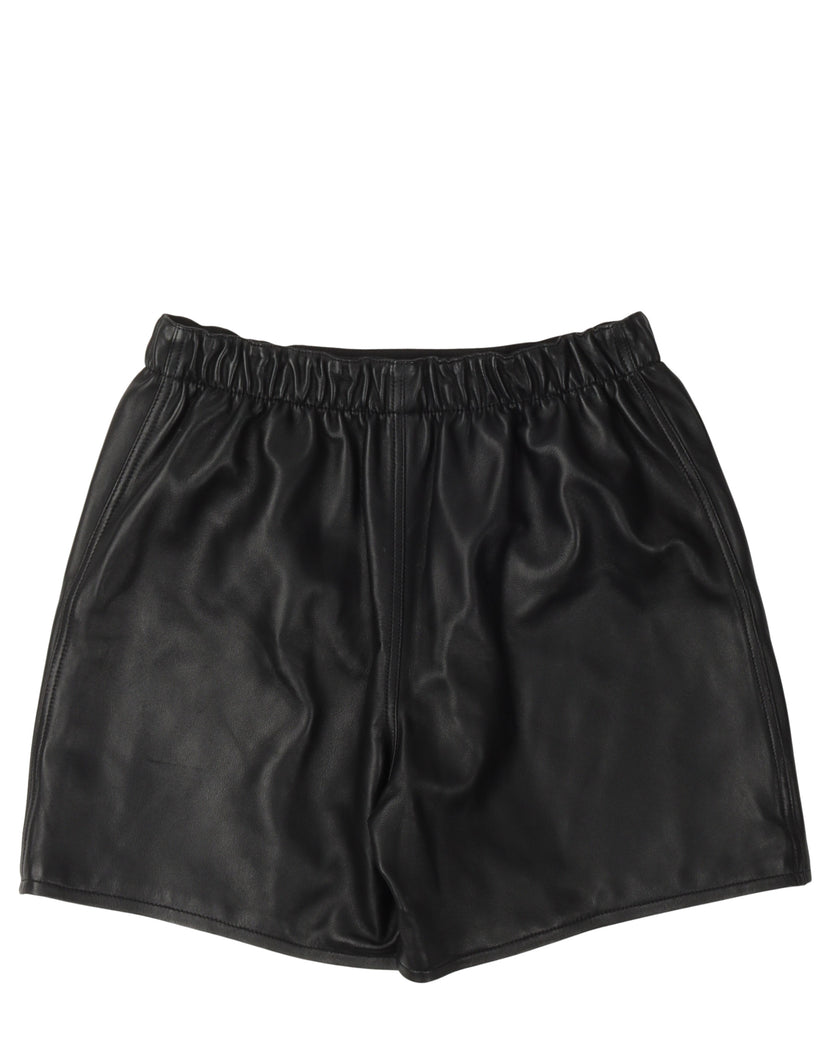 Lamb Leather Cross Patch Shorts