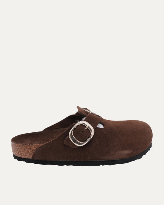 Tonal Footbed Dagger Embellished Birkenstock Boston Suede Mule