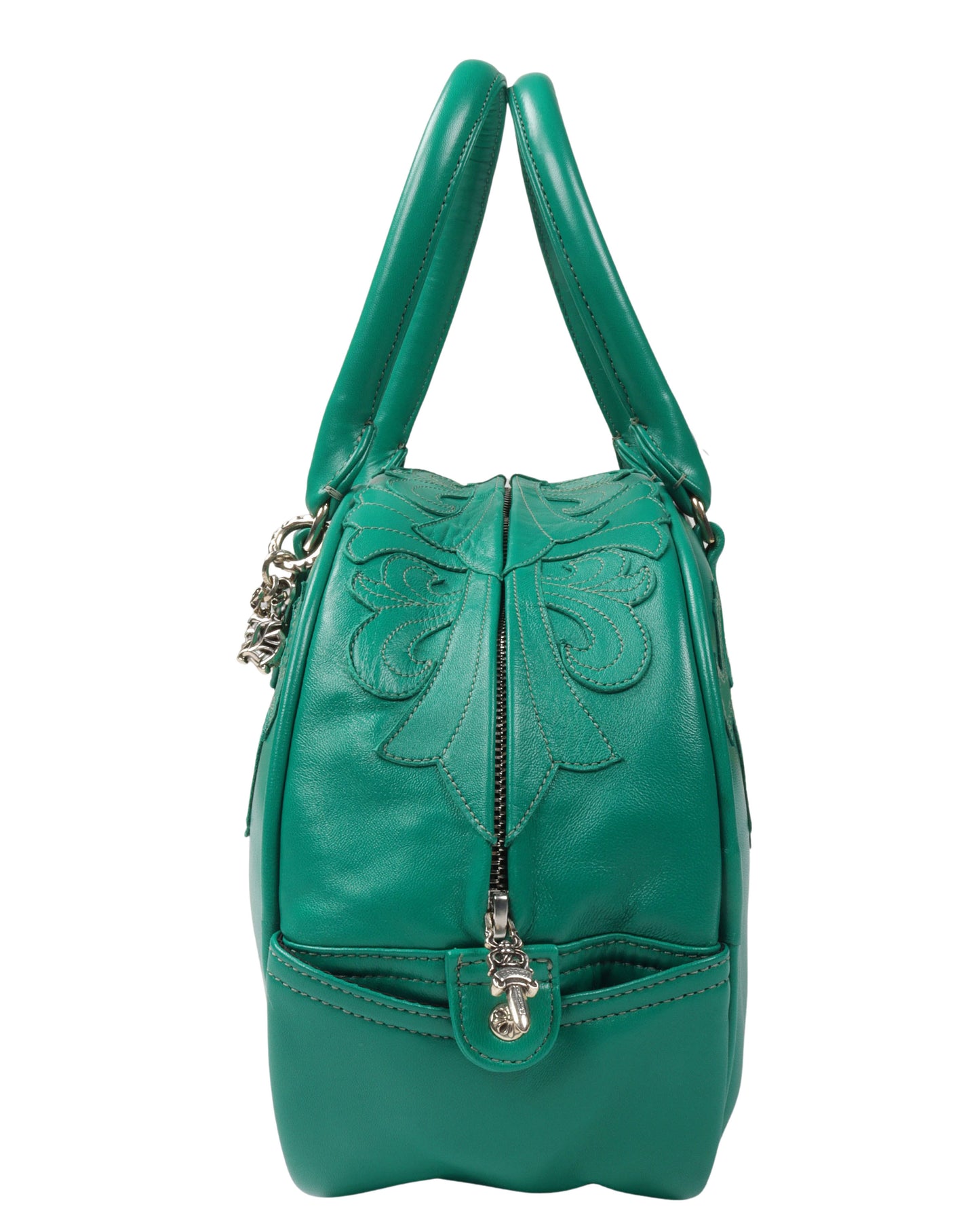 Leather Fleur Cross Patch Bowling Bag