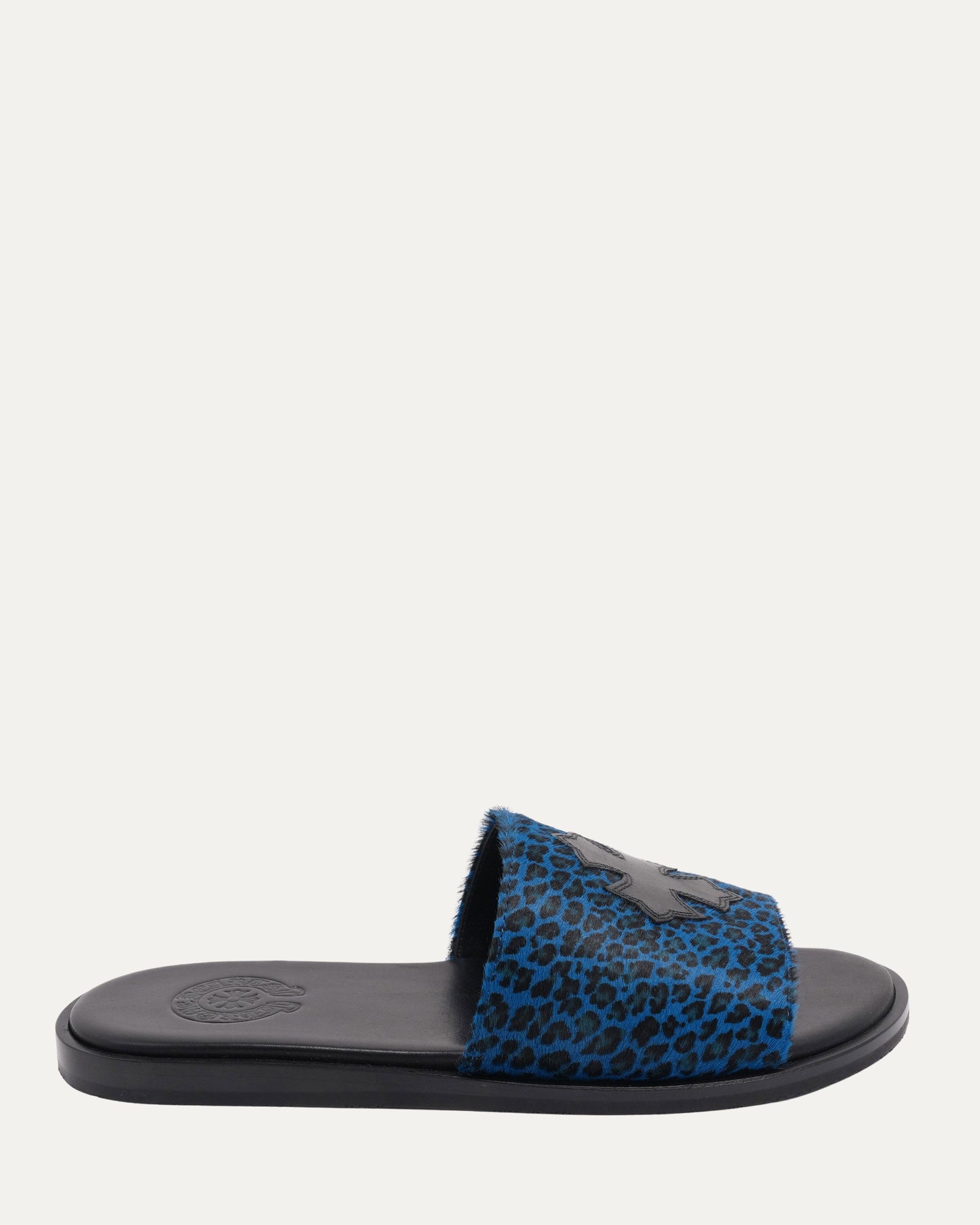 Plus Cross Patch Leopard Slides