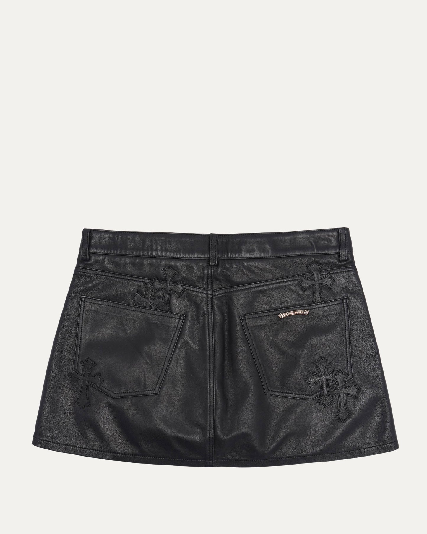 Cross Patch Leather Skirt