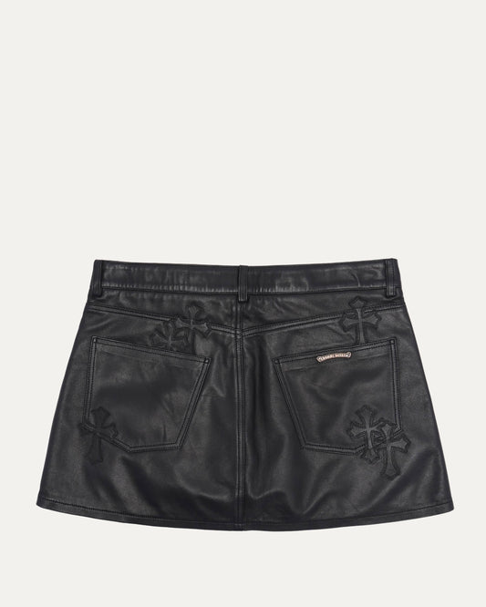 Cross Patch Leather Skirt