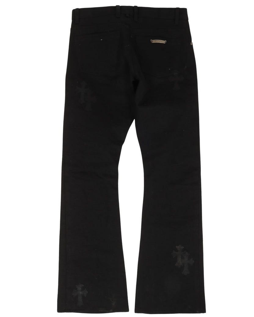 Cross Patch Flared Jeans