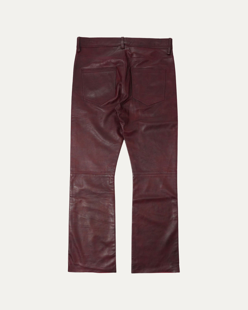 Raw Hem Leather Flare Pants