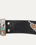 Studded Cow Hair Inlay Belt