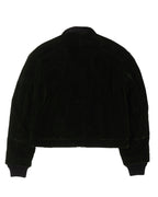 Reversible Green & Black Velour Bomber Jacket