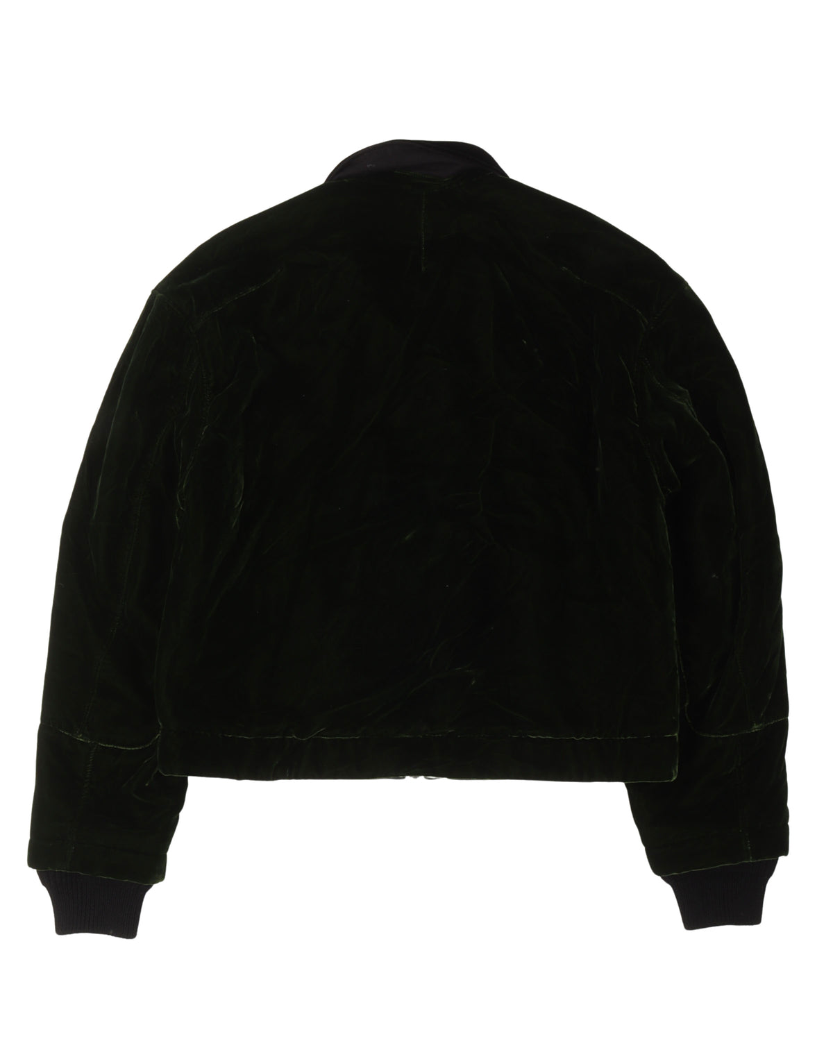 Reversible Green & Black Velour Bomber Jacket