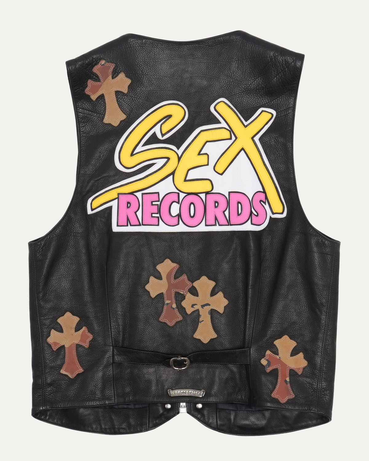 Matty Boy Sex Records Cross Patch Leather Vest