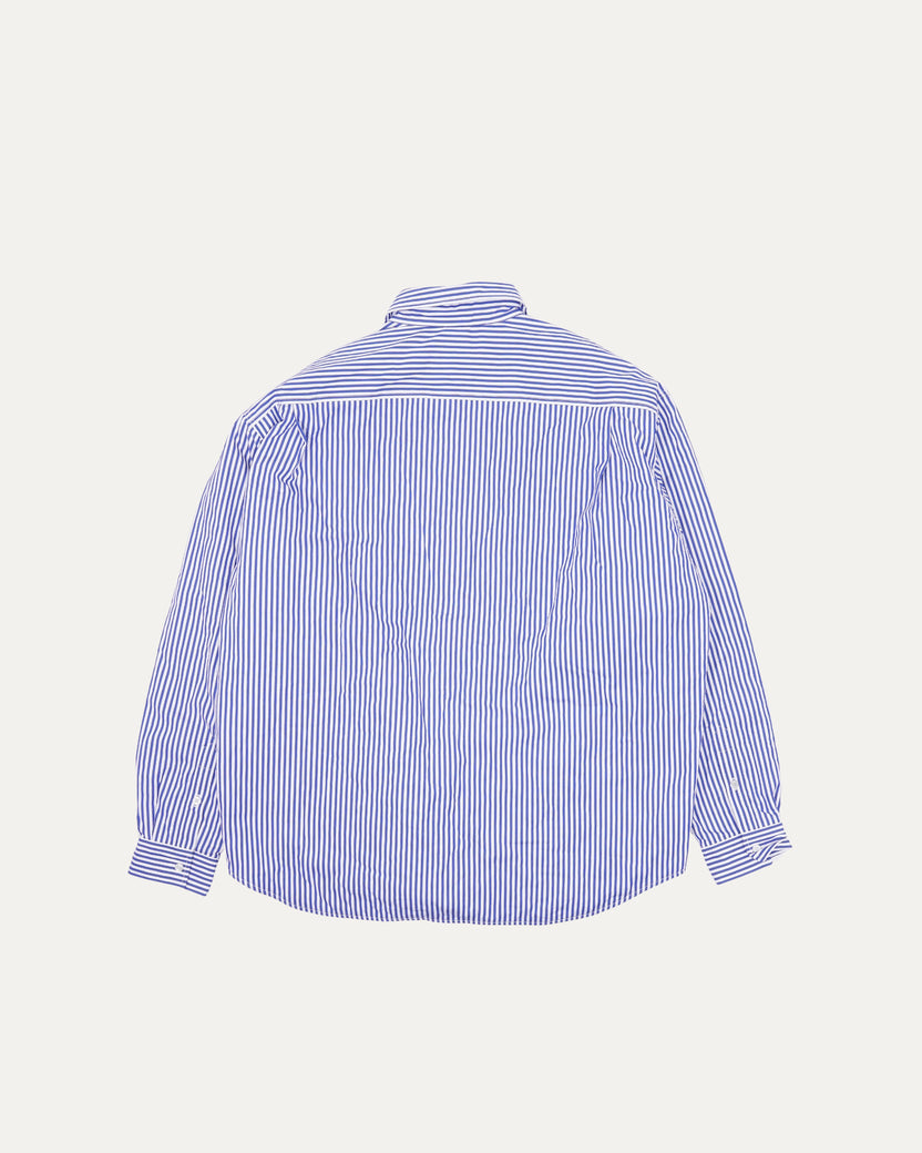 Padded Striped Button Up Shirt Jacket