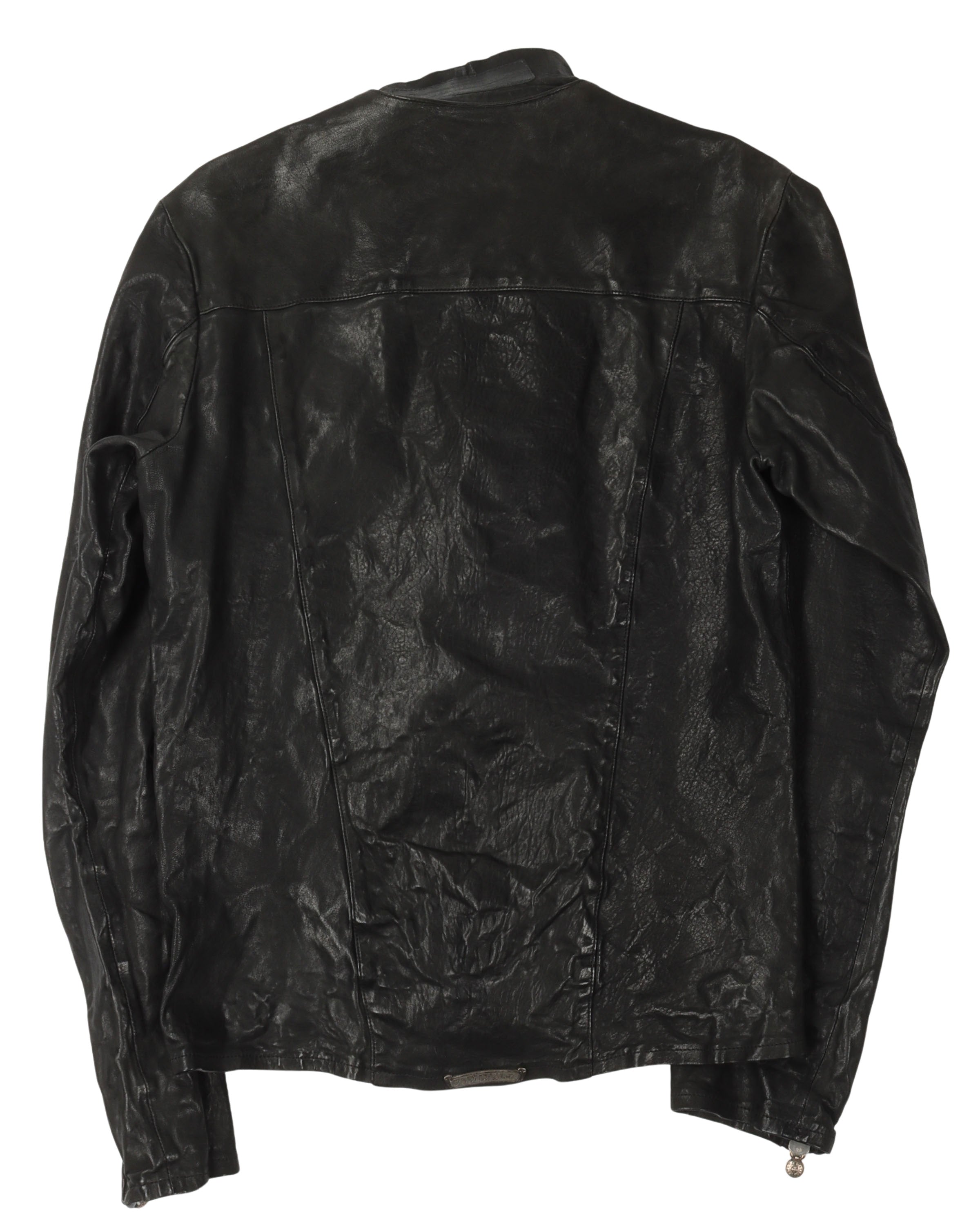 Asymmetric Zip Leather Jacket