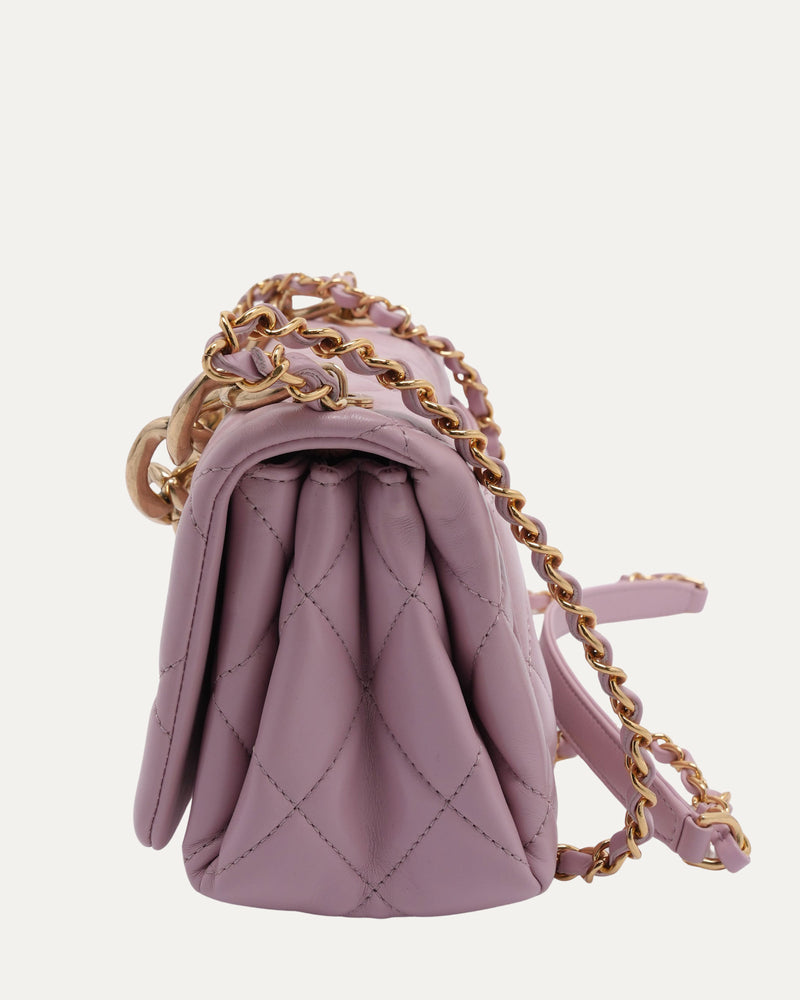 Small Quilted Color Match Flap Bag