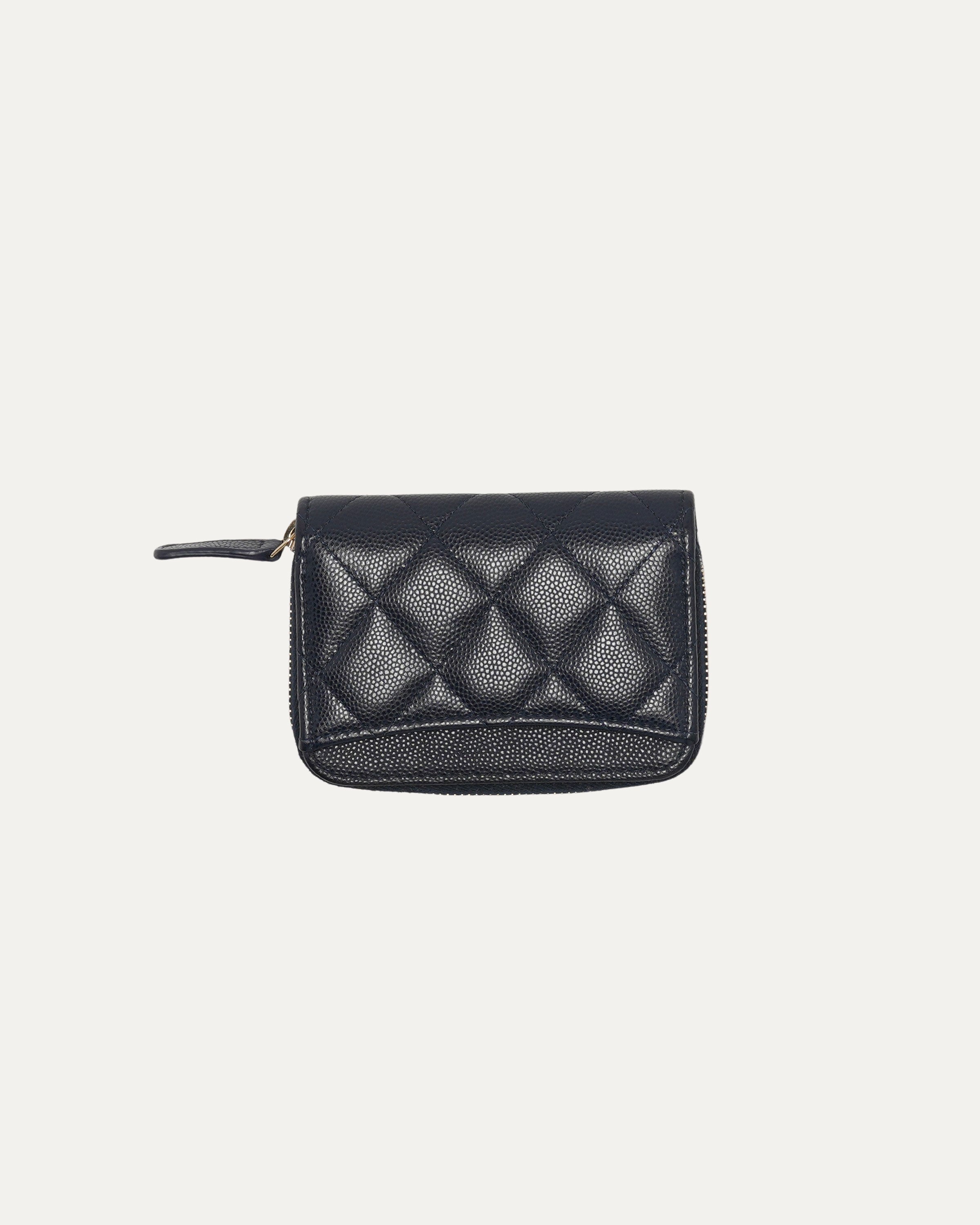 Heart Embellished Quilted Leather Zip Wallet