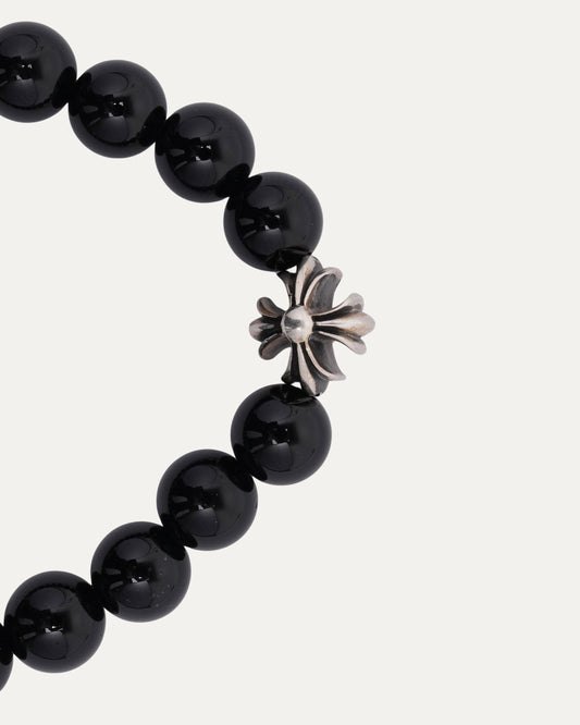 8mm Black Onyx/Tourmaline Plus Cross Bead Bracelet