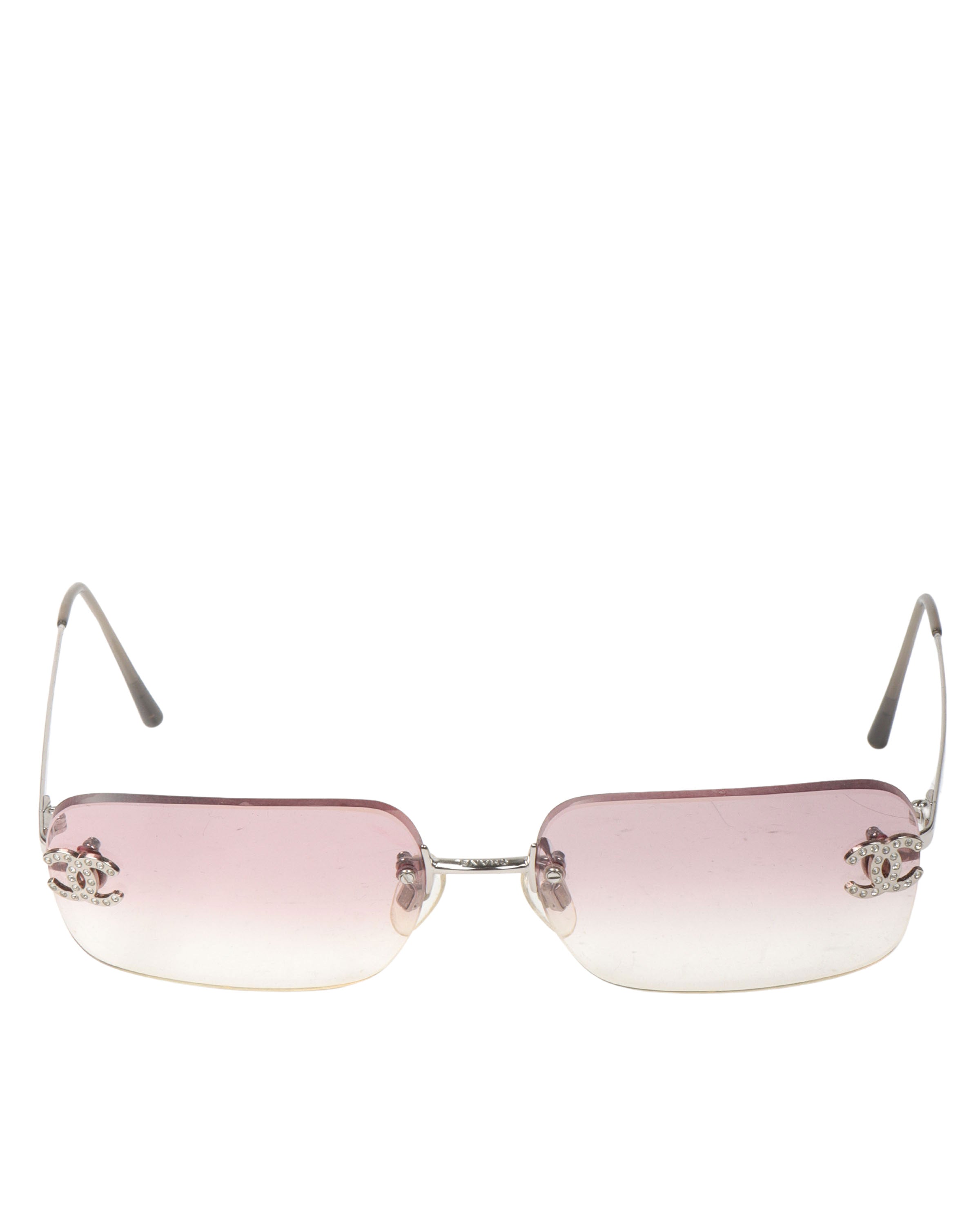 Vintage Diamond Rimless Square Sunglasses