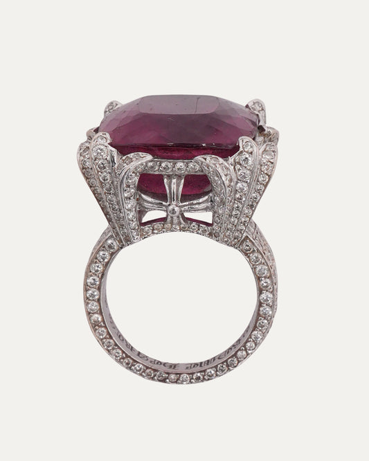 White Gold Sapphire Diamond Cocktail Ring