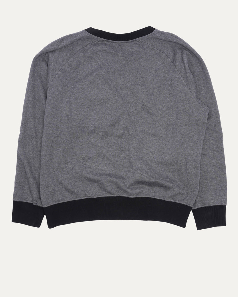 Leather Contrast Pocket Crewneck Sweatshirt