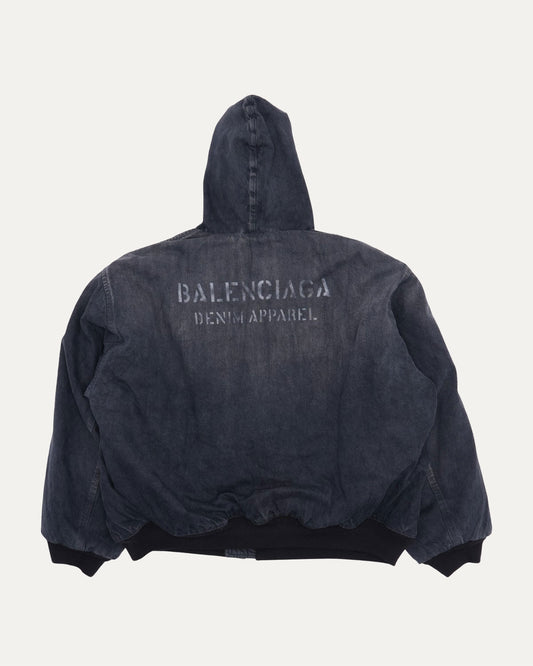 Oversized Hooded Denim Bomber Jacket