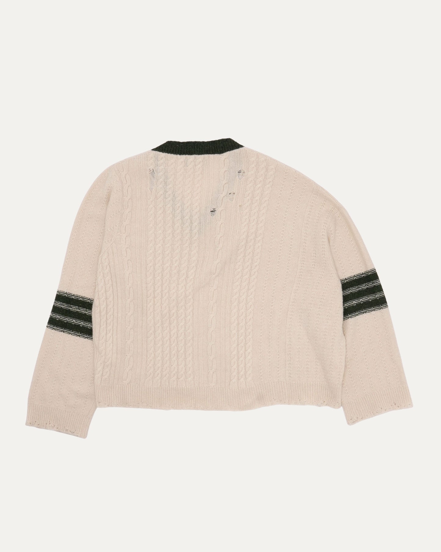 Asymmetrical Varsity V-Neck Sweater