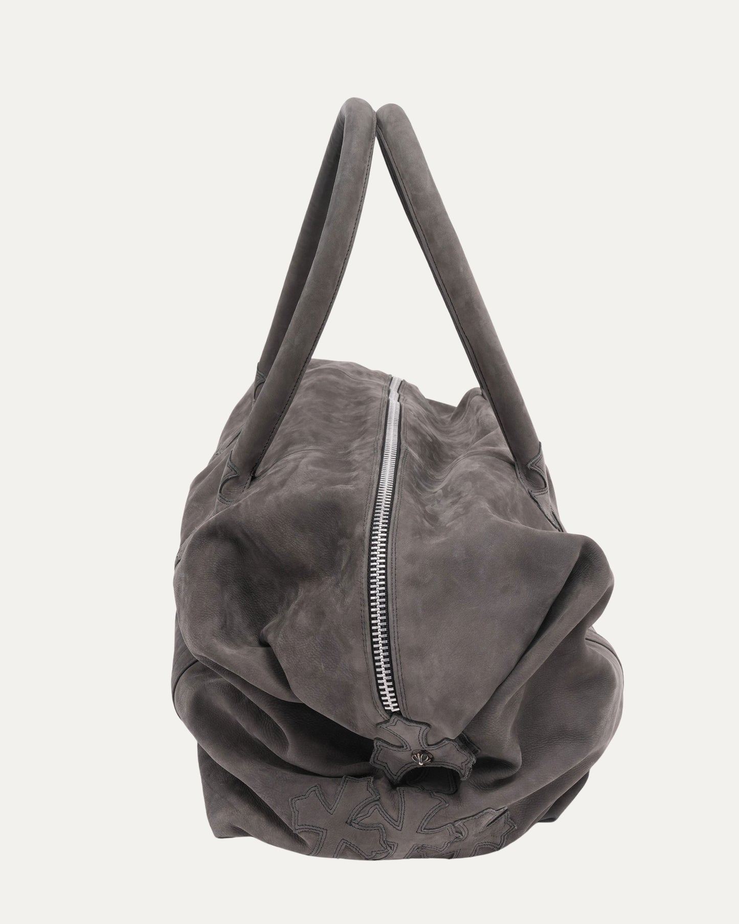 Cross Embellished Cross Patch Suede Weekender Bag