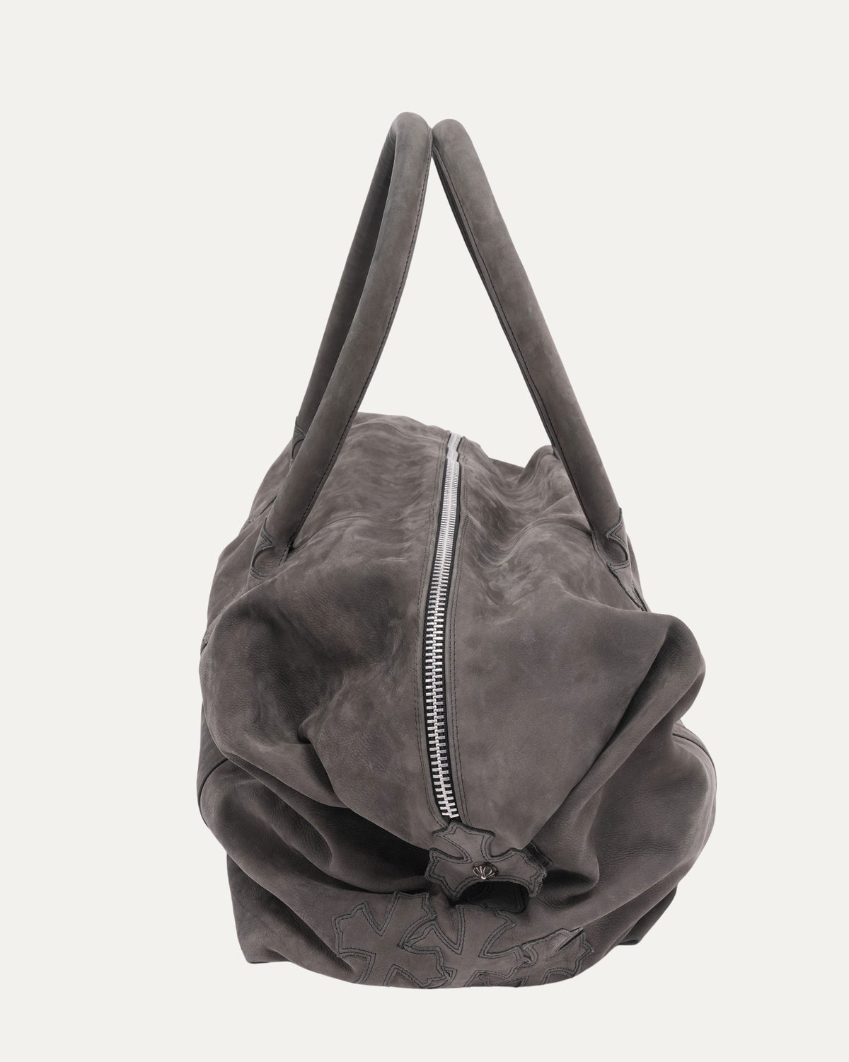 Cross Embellished Cross Patch Suede Weekender Bag