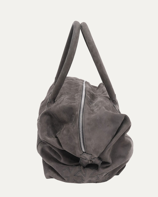 Cross Embellished Cross Patch Suede Weekender Bag