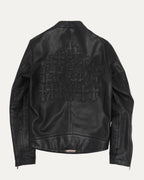 Leather Cross Patch Cafe Racer Jacket