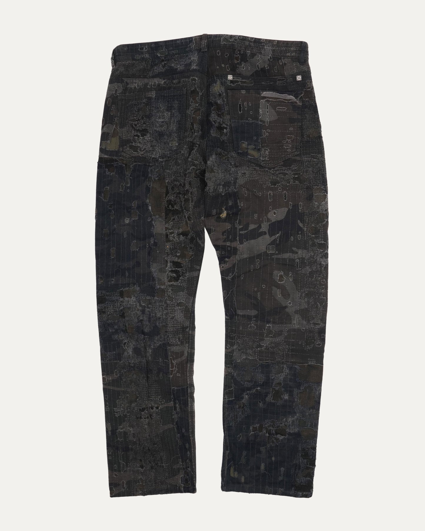 Camouflage Boro Repair Zipper Jeans