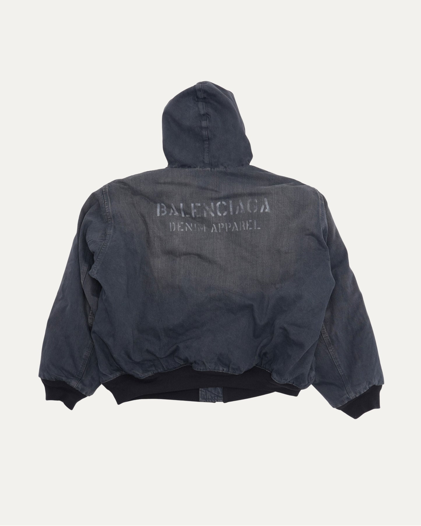 Oversized Hooded Denim Bomber Jacket