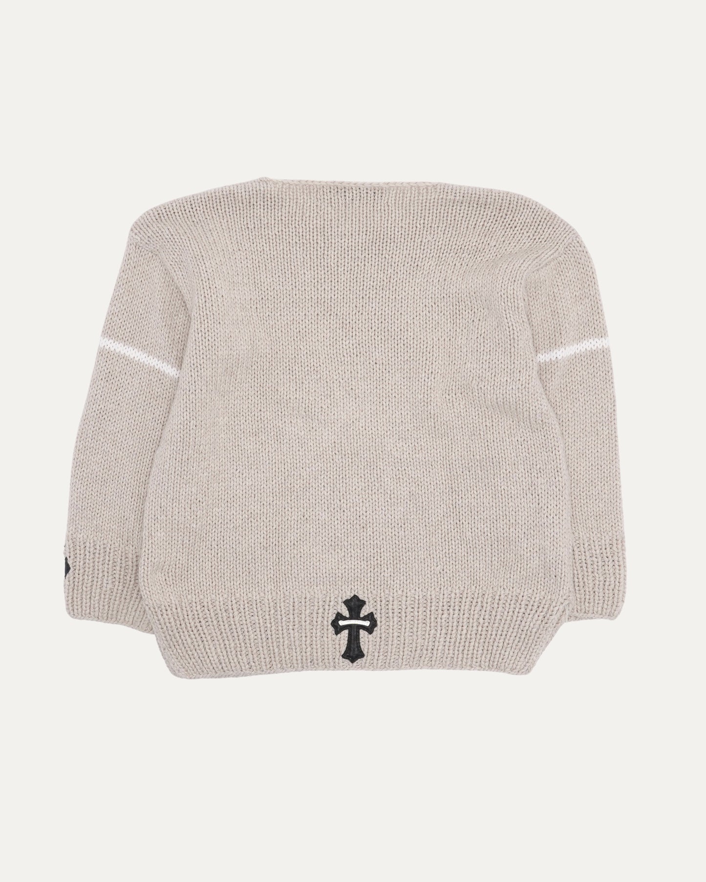 Cross Patch Oversized Cashmere Striped Sweater
