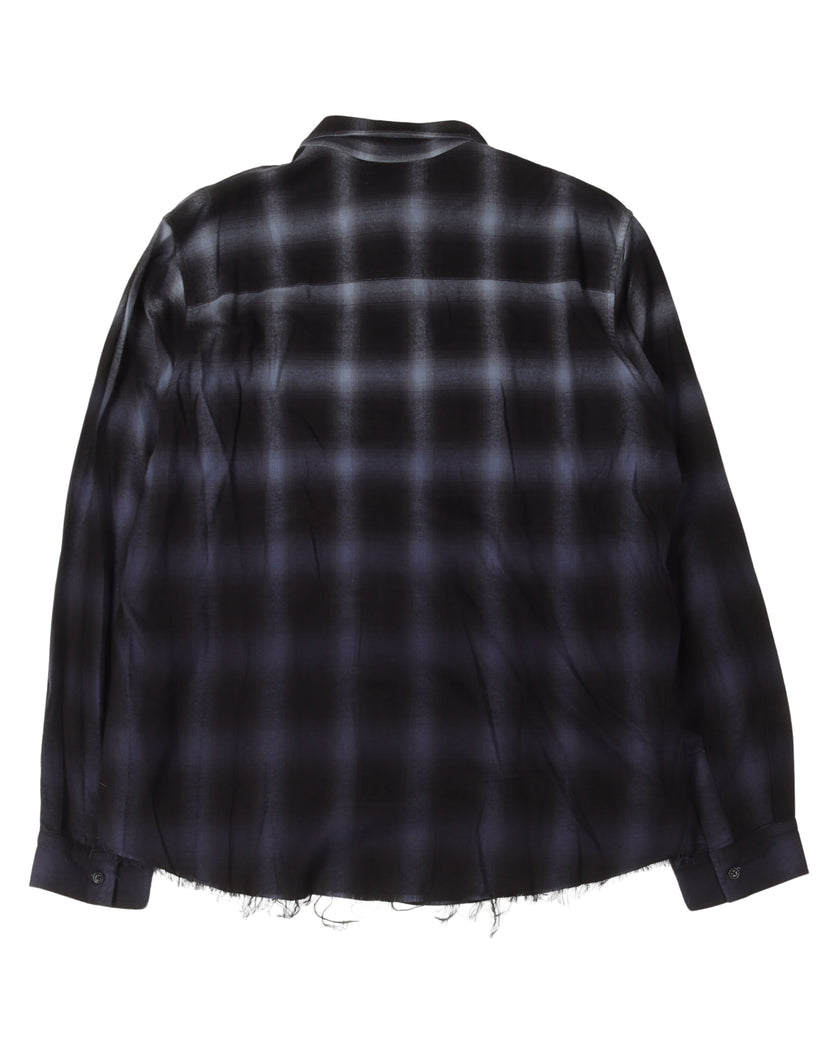 Raw Hem Gradient Flannel Shirt