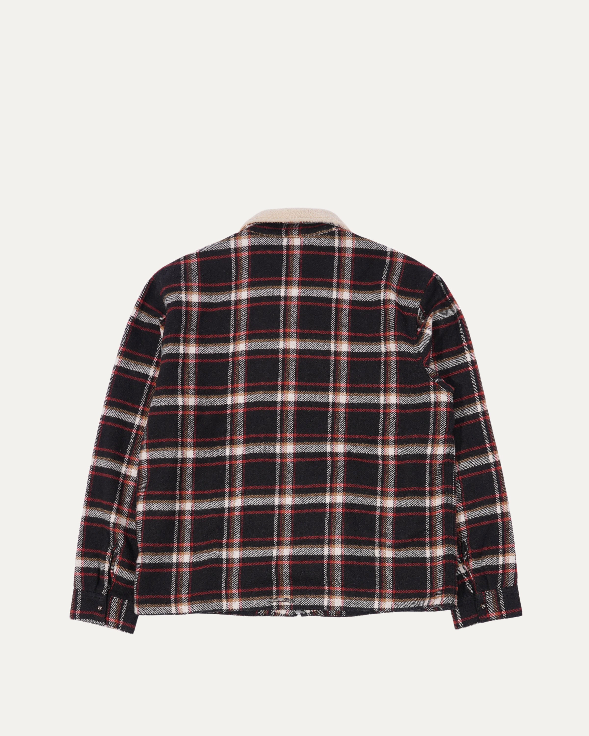 Flannel Shearling Collar Zip Up Jacket