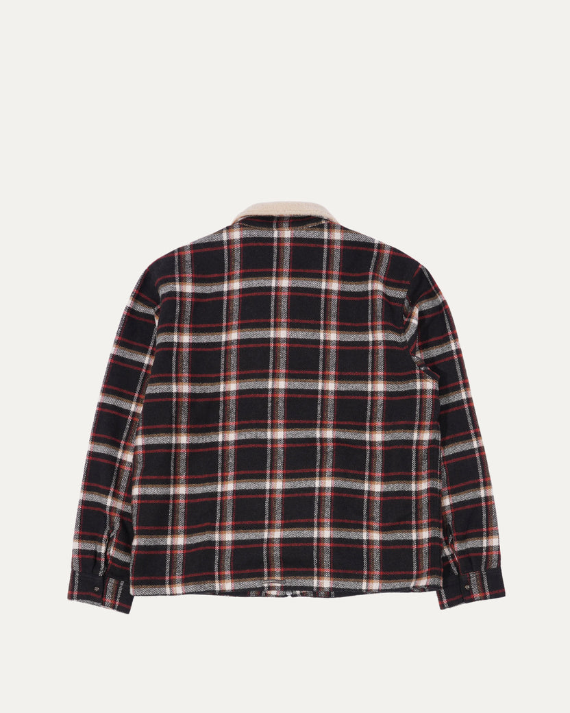 Flannel Shearling Collar Zip Up Jacket