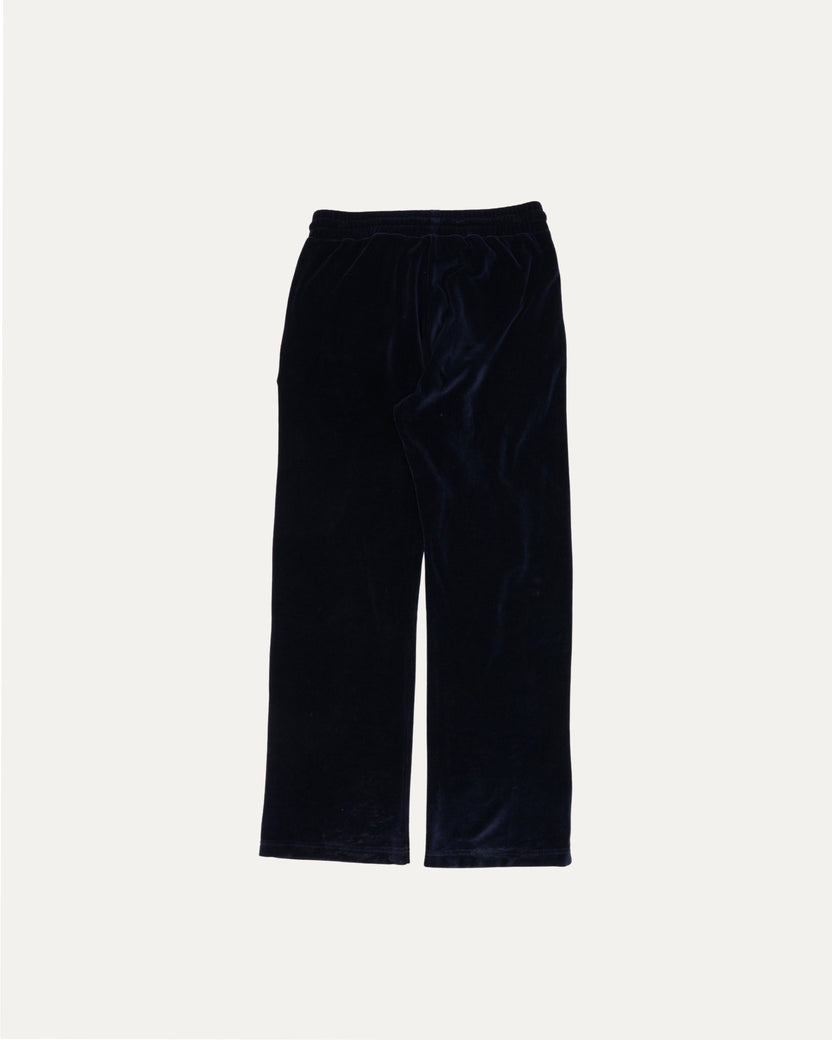 Straight Leg Logo Embroidered Velour Track Pants