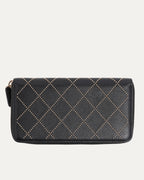 Studded Quilted Long Zip Wallet