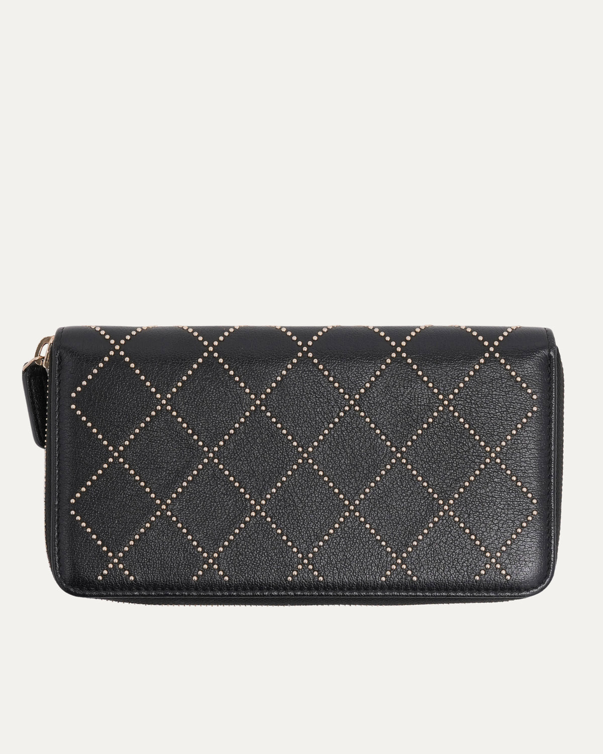 Studded Quilted Long Zip Wallet